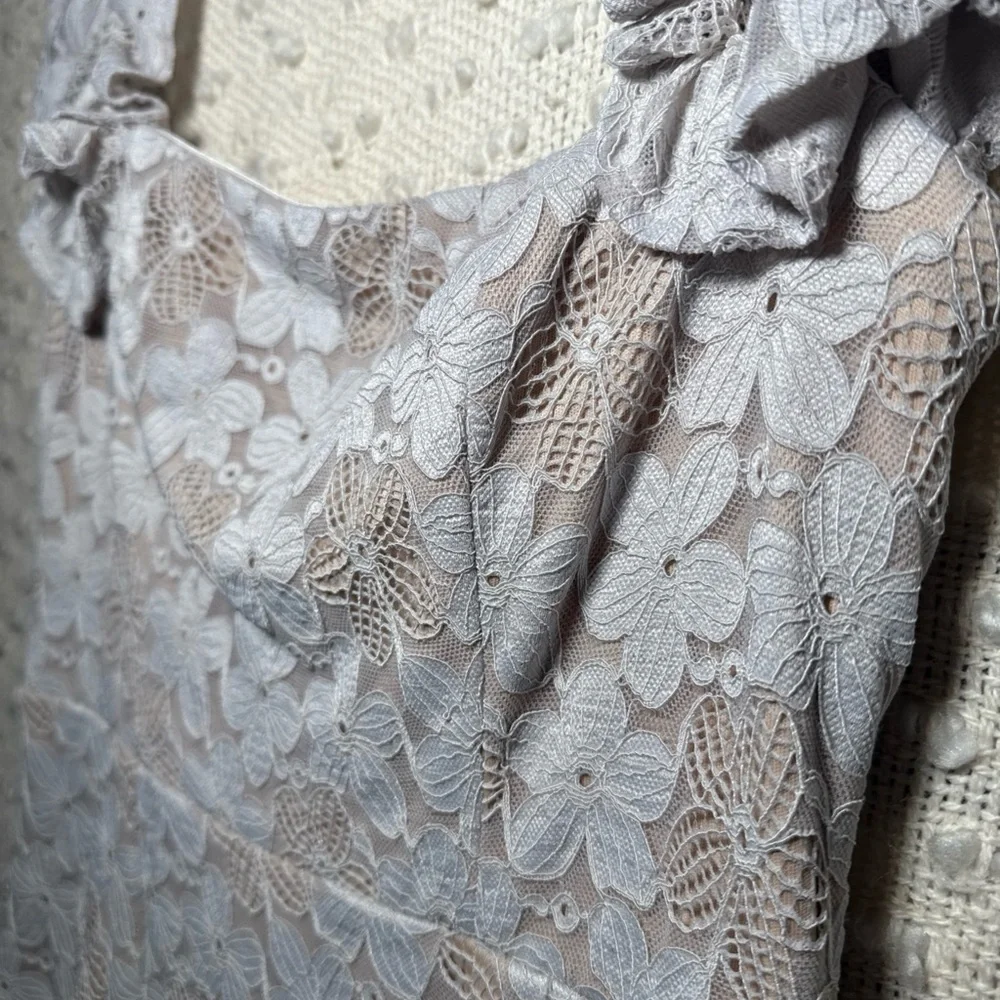 Juniors‎ Large Dress Lace Floral Ruffle Lined Cottage Coquette Sleeveless Y2k
